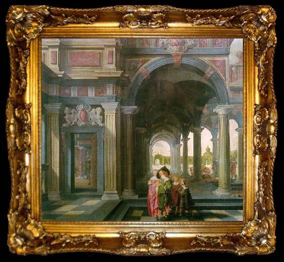 framed  DELEN, Dirck van Palace Courtyard with Figures df, ta009-2